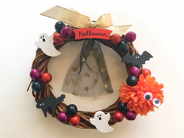 【ハロウィーン】全部100均！手作りリースでおしゃれに飾り付け