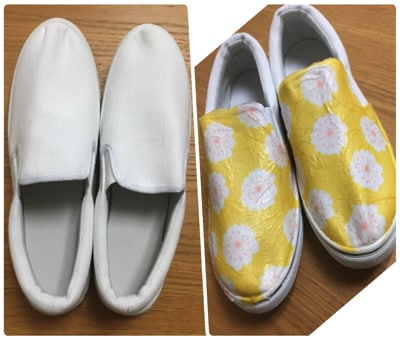 フライングタイガーの紙ナプキンで無地スリッポンをデコっちゃおう！