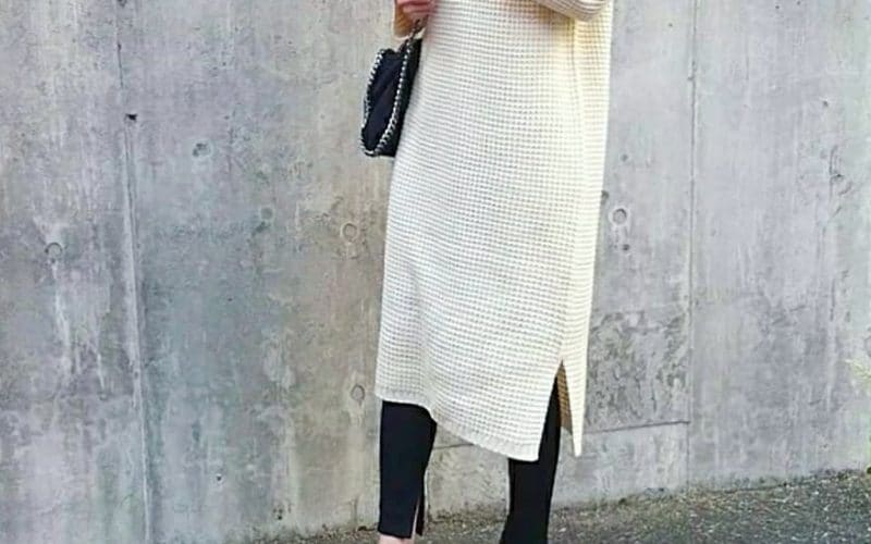 時間のない朝でも着るだけでかわいい！ GUのニットワンピコーデ