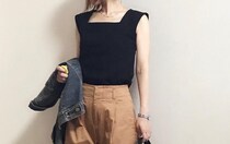 四角がキーポイント！　GUのスクエアネックアイテムで首回りをきれいに見せる！