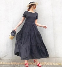 1枚で高見え！　GUの布帛（ふはく）コンビネーションワンピース