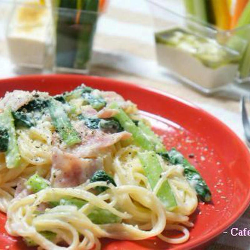 相性バッチリ！小松菜とベーコンで作るかんたんパスタ