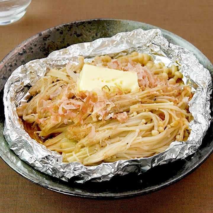 ほったらかしレシピ！えのきのバターポン酢ホイル焼き