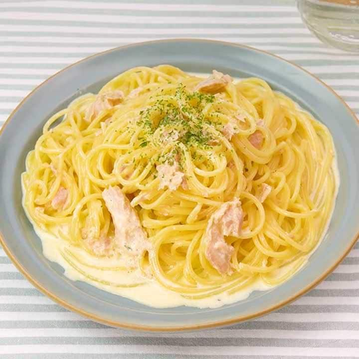 お手軽パスタ♪ツナのカルボナーラ風パスタ