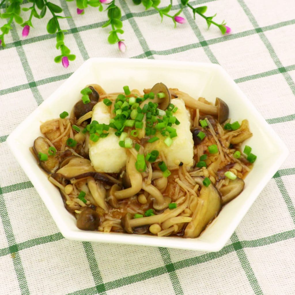 フライパンで簡単！　揚げ出し豆腐ときのこあんかけ（2歳頃から／おとな）