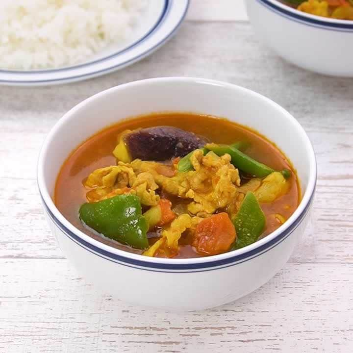 暑い日に食べたい♪夏野菜と豚肉のスープカレー