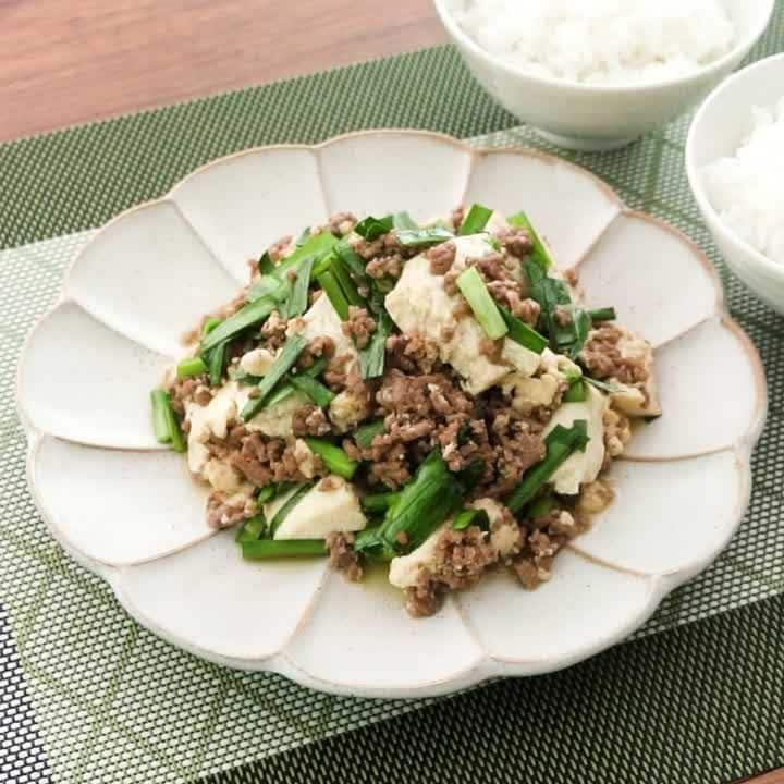 パパッとボリュームおかず♪牛ひき肉の甘辛豆腐