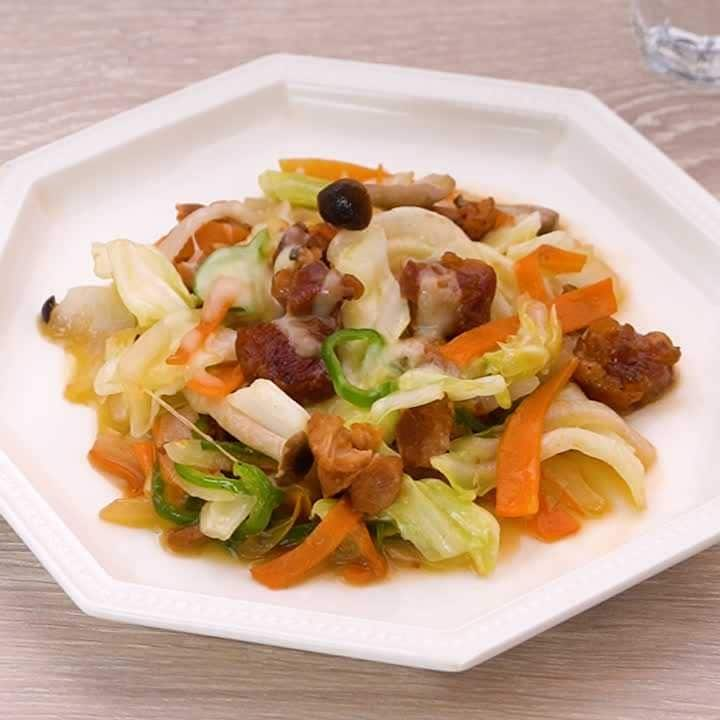 缶詰で簡単！やみつき鶏チーズ炒め