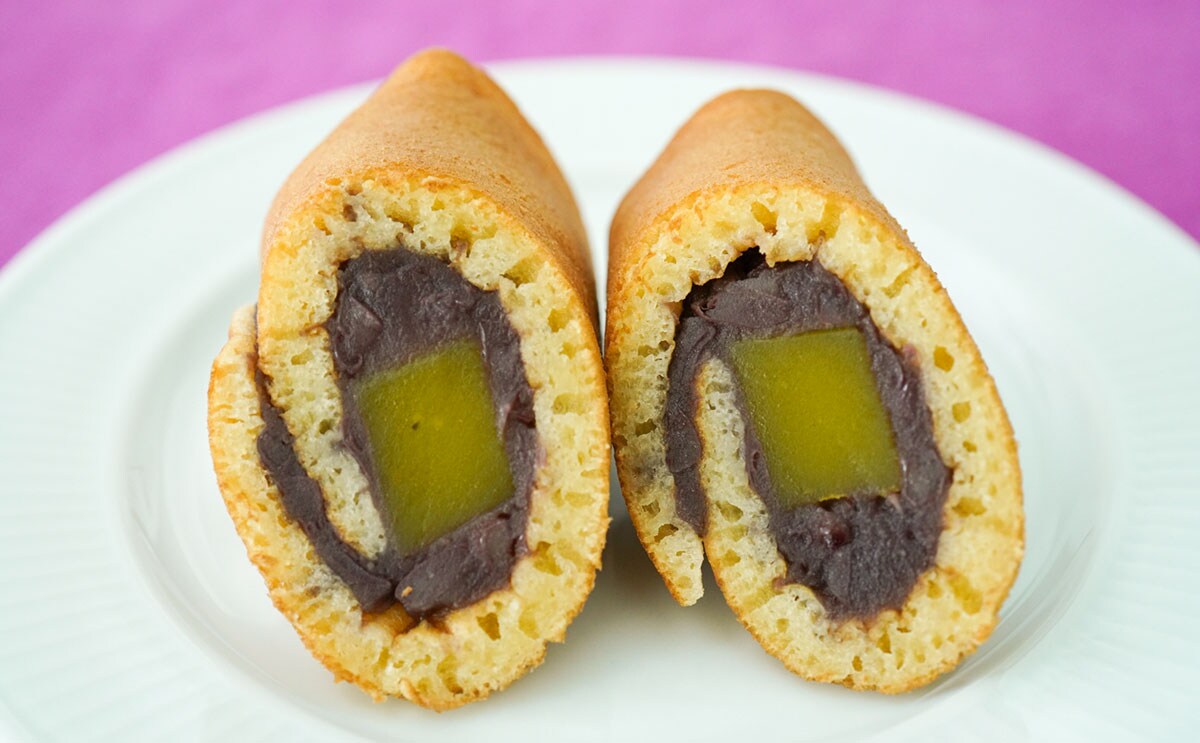 「芋ようかん巻いちゃいました。」断面