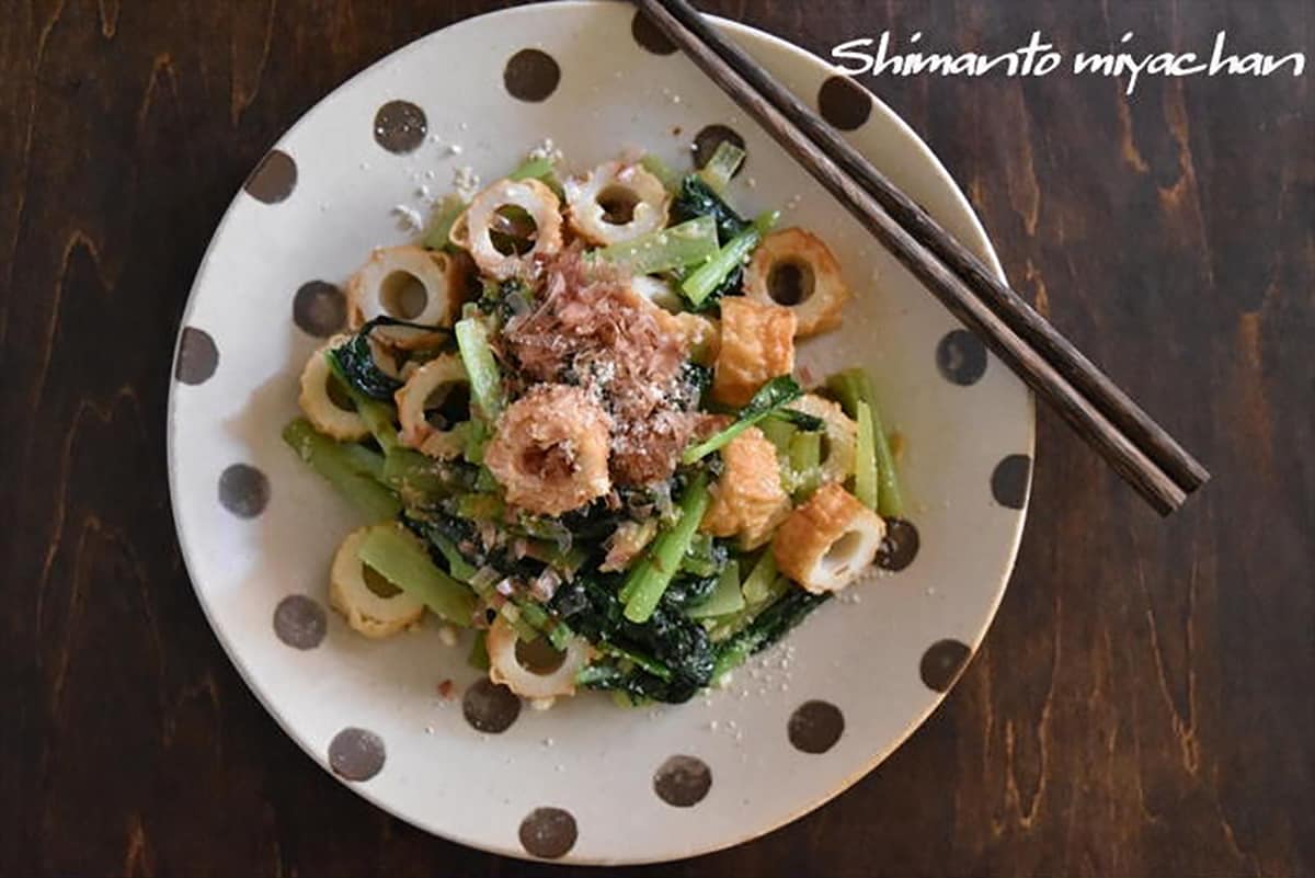 小松菜とちくわのチーズ炒め