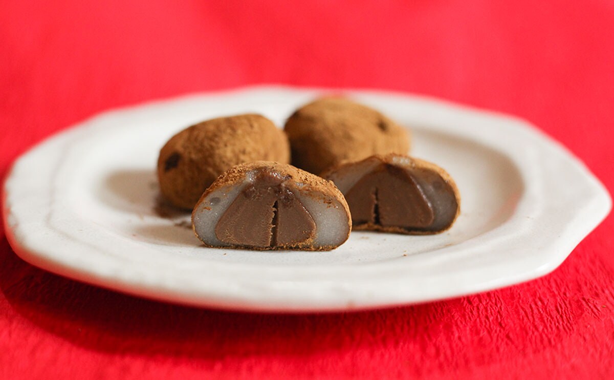 「お茶子の生チョコもち(ミルクティー味)」断面