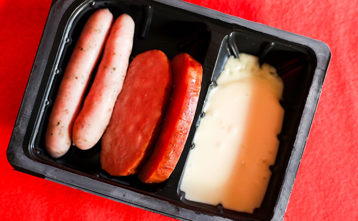 「ミートローフ&ソーセージのチーズフォンデュ風」俯瞰