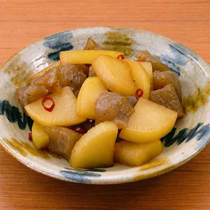 食欲そそる♪大根とこんにゃくのピリ辛炒め