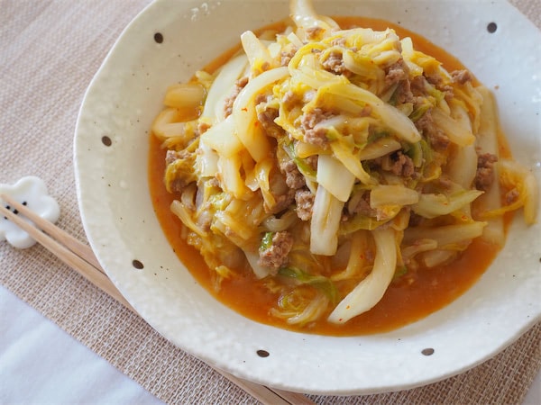 〇白菜大量～！豆板醤で豚ひき肉と炒めて…香り爆発「白菜炒め」に挑戦♪とろみがあって熱々で旨味満点