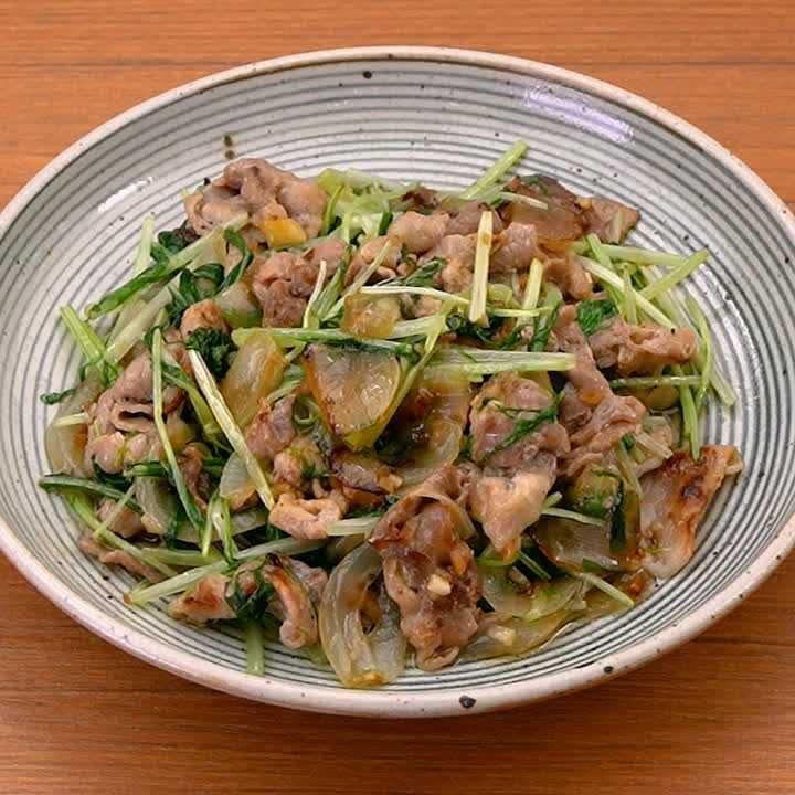 ごはんに合うおかず♪豚バラと水菜の塩だれ炒め