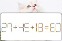 【マッチ棒パズル】マッチ棒を1本動かして「27＋45＋18＝60」を正しくしましょう！【毎日脳トレ】