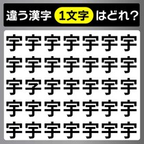 【間違い探し】制限時間は15秒！「宇」と違う字はどれ？【毎日脳トレ】