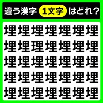 【間違い探し】15秒で探して「埋」に埋もれた違う1文字はどれ？【毎日脳トレ】