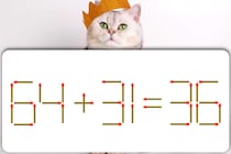 【マッチ棒パズル】正解できたらスッキリ！「64＋31＝36」1本動かして正しい式にしよう【毎日脳トレ】
