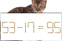 【マッチ棒パズル】マッチ棒を1本動かして「53－17＝95」正しい式にできますか？【毎日脳トレ】