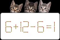 【マッチ棒パズル】1本だけ動かして正しい式に！「6＋12－6=1」何秒で解けるかな？【毎日脳トレ】