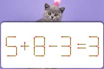 マッチ棒クイズ！この計算おかしくない？「5＋8－3＝3」マッチ1本で正しくしよう【毎日脳トレ】