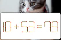 【マッチ棒パズル】「10＋53＝79」1本だけ動かして正しくしましょう【毎日脳トレ】