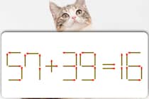 【マッチ棒パズル】どこがおかしい？「57＋39＝16」マッチ棒1本で10秒以内に正しくして【毎日脳トレ】