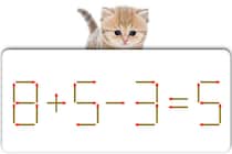 【マッチ棒パズル】正しい式にできたらすごい！「8＋5－3＝5」【毎日脳トレ】