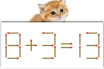 【マッチ棒パズル】正しい式にしよう！「8＋3＝13」【毎日脳トレ】