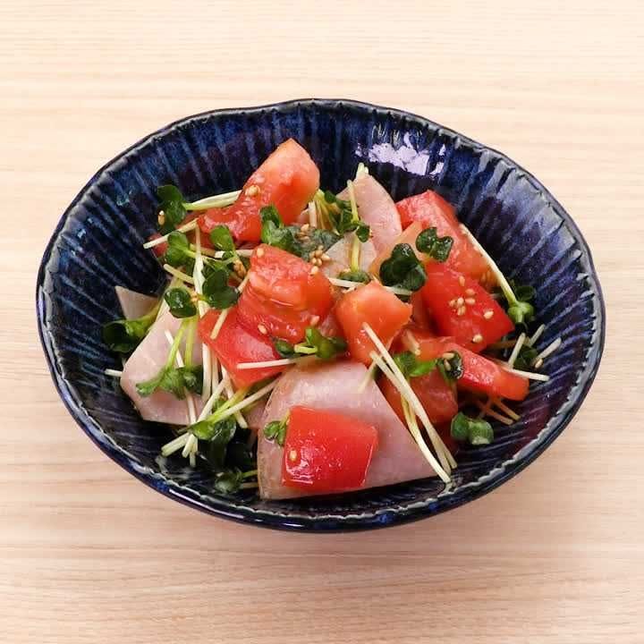 お手軽味付け！トマトとハムの中華サラダ