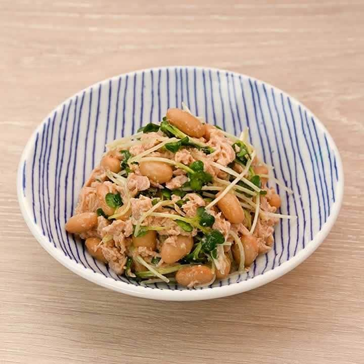 あと一品欲しい時に！大豆とツナのかいわれサラダ