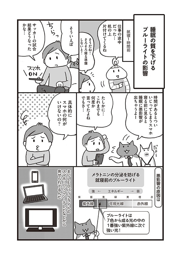 【漫画】ストップ！ 寝る前のスマホ。ルールを決めてブルーライトから睡眠の質を守ろう！【作者に聞く】