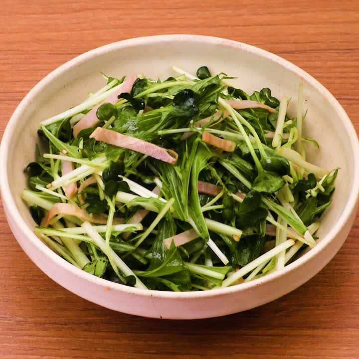 手作りドレッシングで♪水菜とハムの中華サラダ