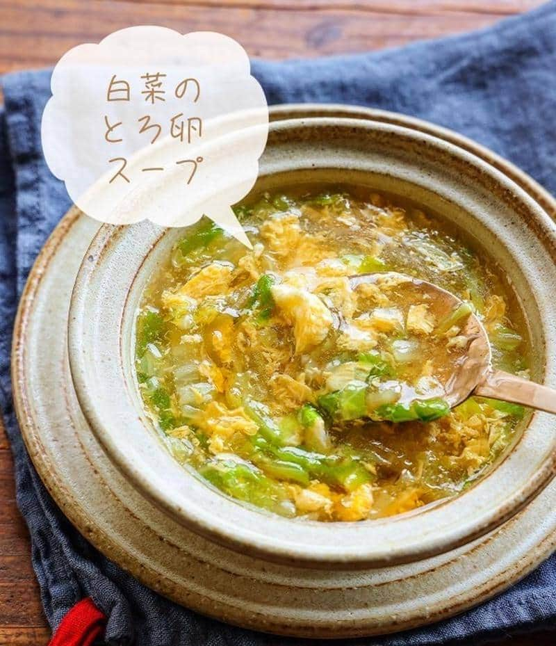 白菜をたっぷり食べられる♪「白菜と卵」のふわとろスープ