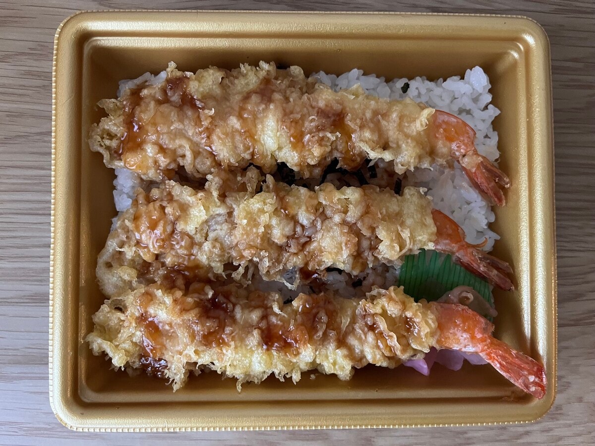 【超リアル】食品サンプル 海老とじ重 海老天3本 重箱入り 実物大 飲食店使用品 元祖食品サンプル屋「海老天のマグネット」