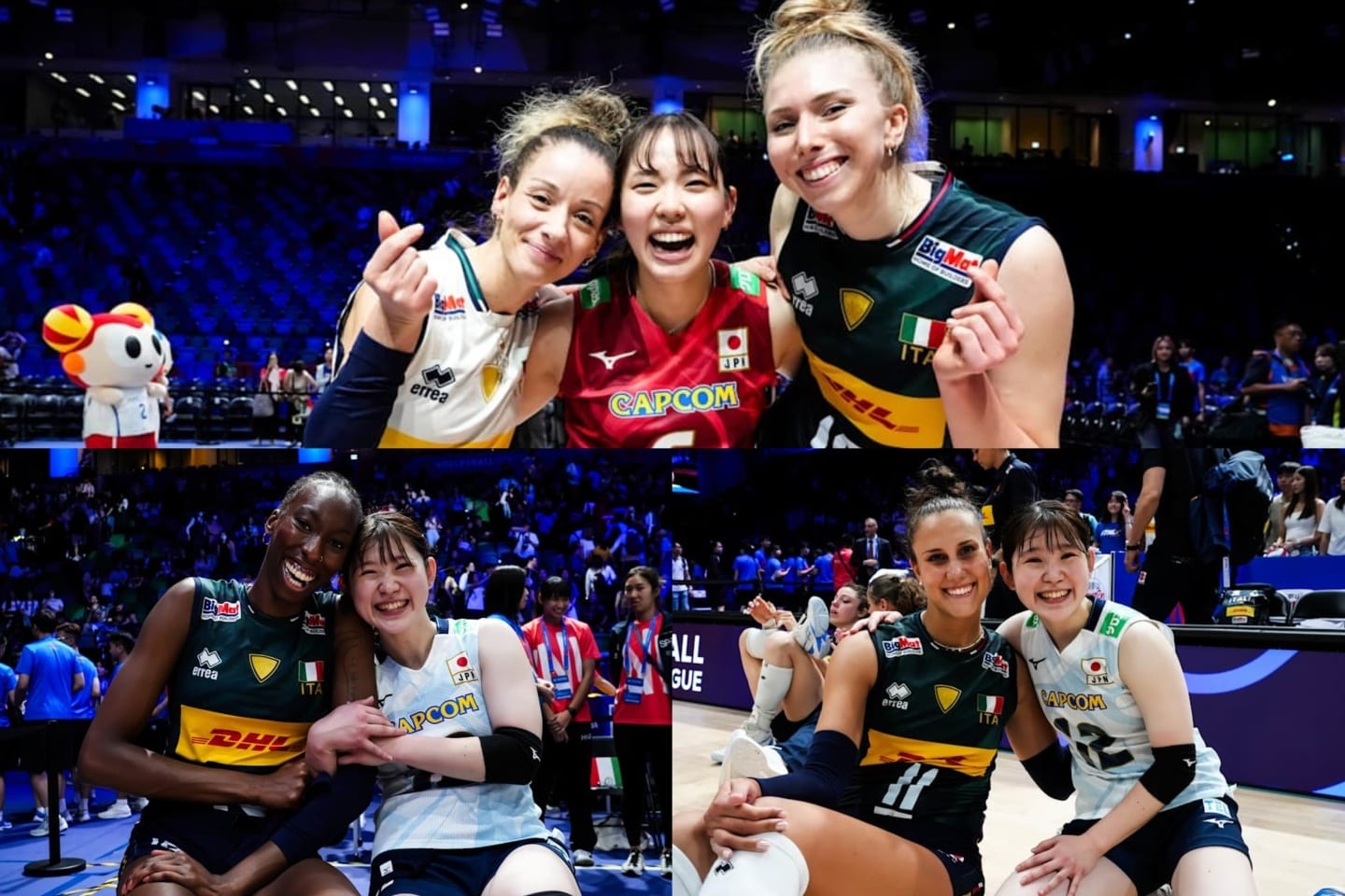 日本女子バレー、激闘演じたイタリアとの間に起きた自然なスポーツマンシップ。現地カメラが捉えた笑顔ショット【ネーションズリーグ】