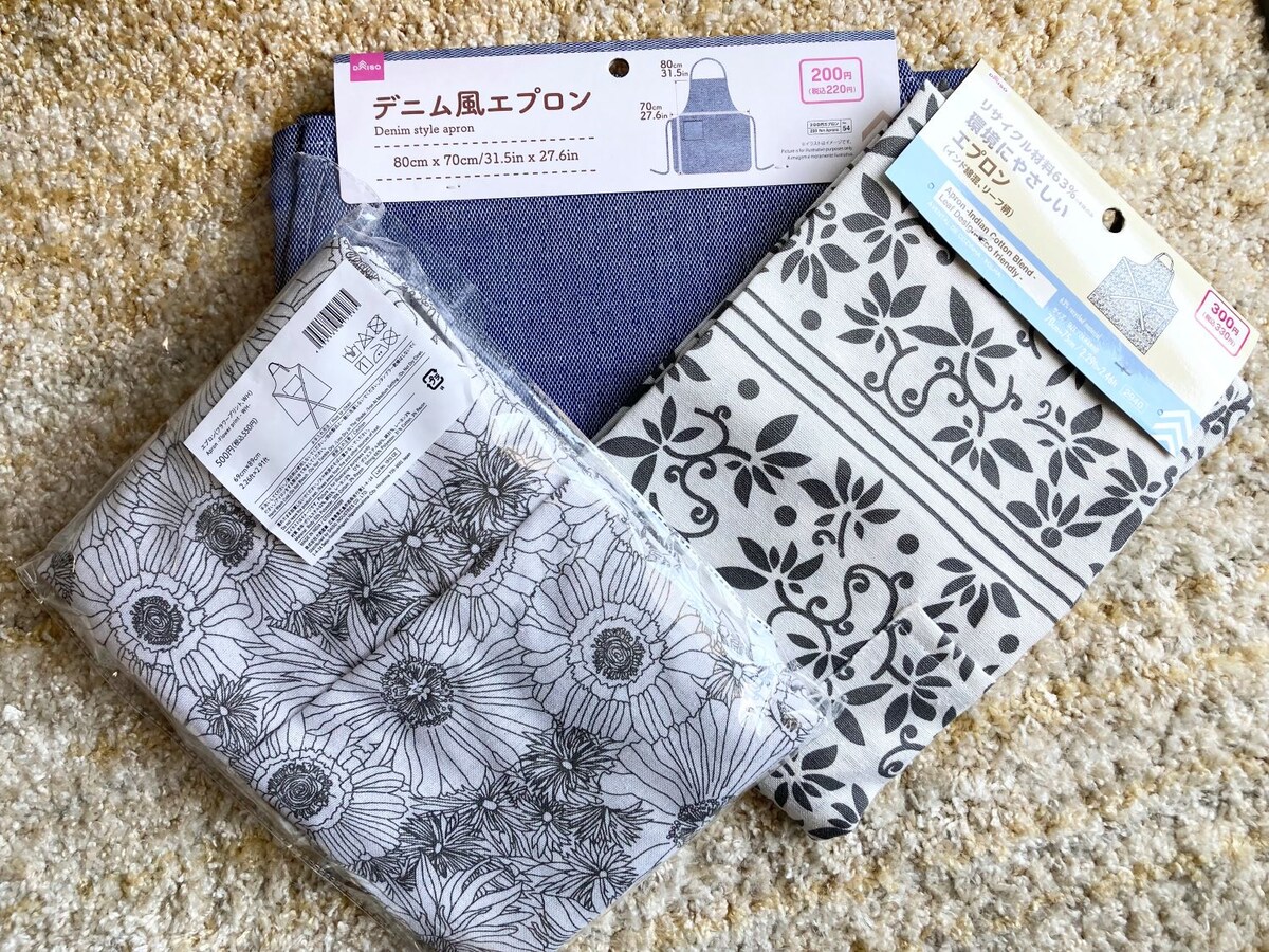 ダイソーの人気エプロン3種を比較！介護用や子供用は売ってる？