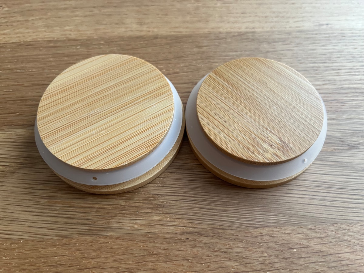 おしゃれなウッド製！「ガラスキャニスター（竹蓋付）」