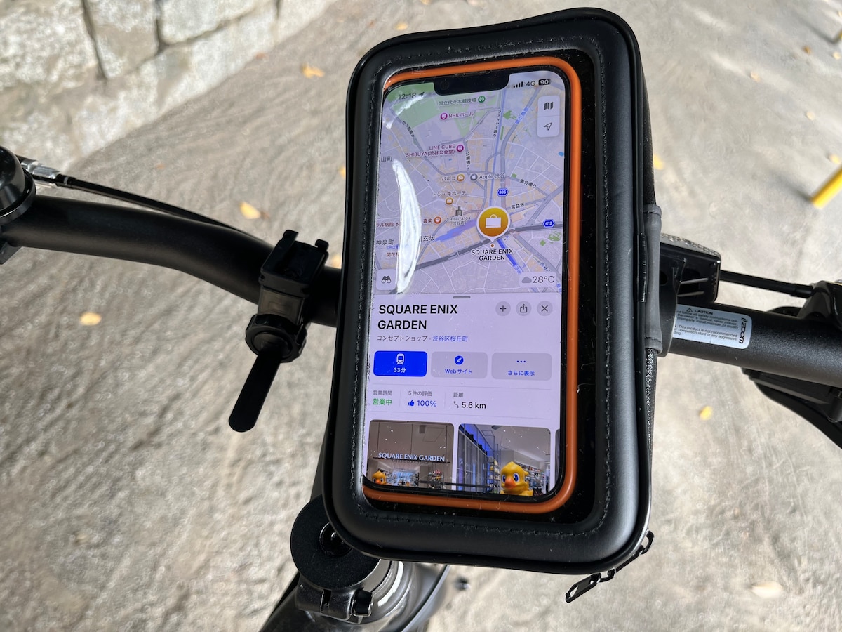 「スマホホルダー(自転車用、タッチ操作可能)」