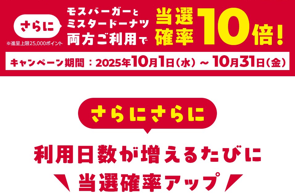 最大2000倍のdポイントが当たる!モスとミスドのキャンペーン第2弾