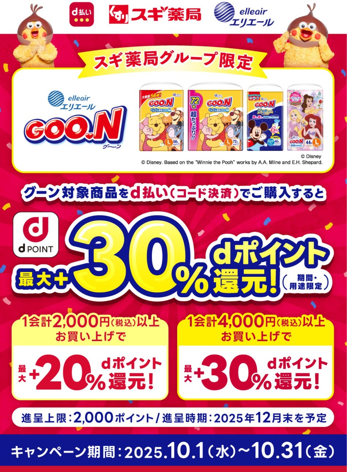 スギ薬局で最大30%のdポイントを還元!『グーン』対象商品購入で