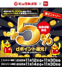 【11月30日まで！】ビックカメラ池袋の4店舗限定でdポイント還元！