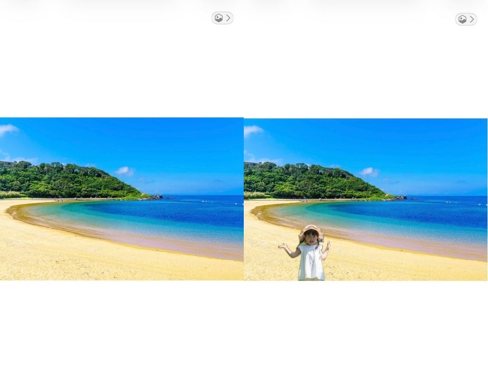 背景の上に、切り抜いたお子さんが現れます