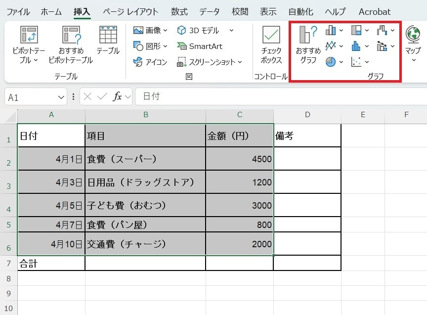 グラフ化して見える化！ 食費や光熱費の推移を一目で把握する