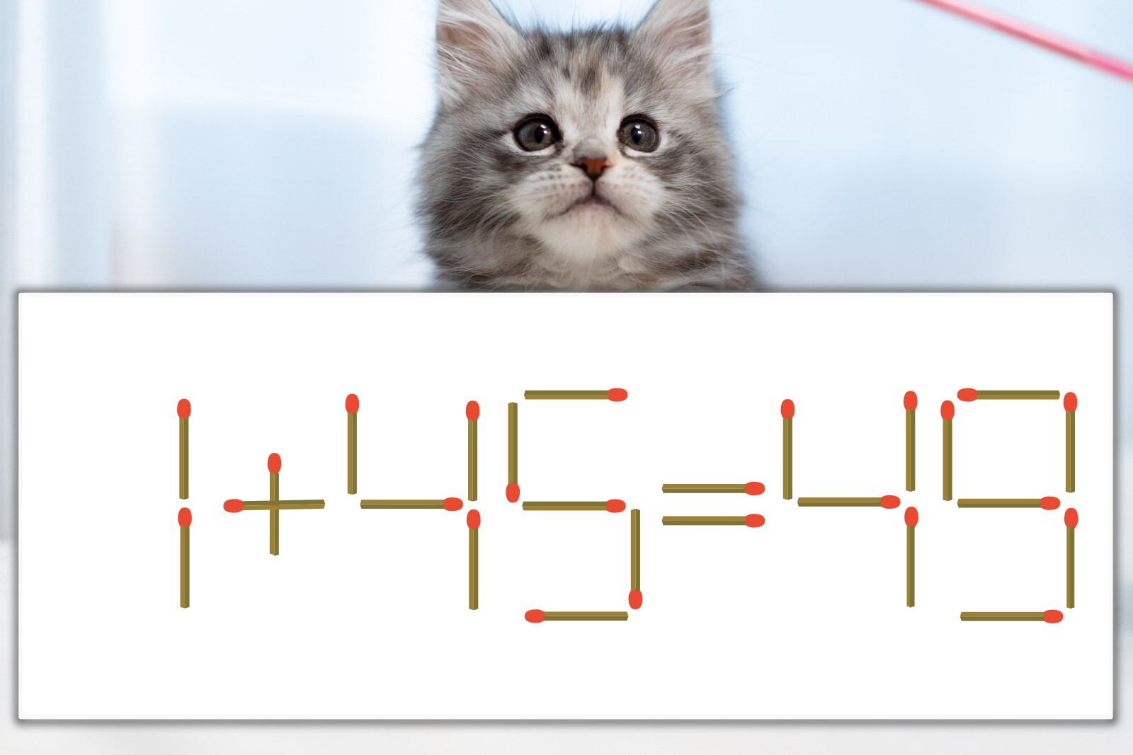 マッチ棒パズル】正しい式にしよう！「1+45=49」【毎日脳トレ 
