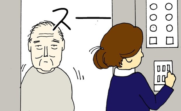 無言でエレベーターに乗ろうとするおじいさん…知恵を働かせるのは皆同じようで<母の認知症介護日記>