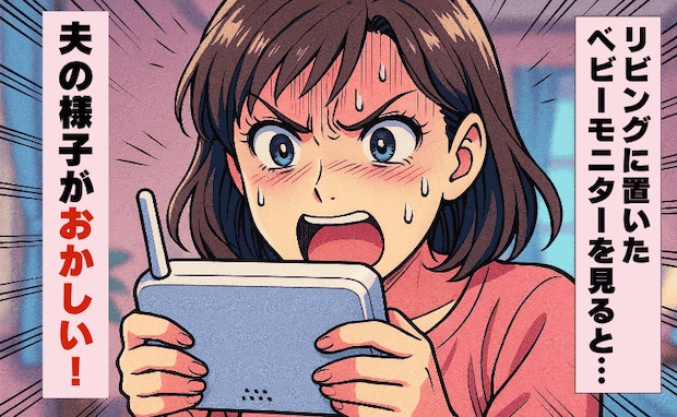 夫に子どもを任せて仕事部屋へ→ふとベビーモニターを見ると…夫が不可解な行動をして！？