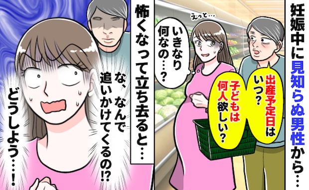 妊娠中に見知らぬ男性から急に「子どもは何人欲しい？」な、何なの…？怖くて立ち去ると追いかけられて