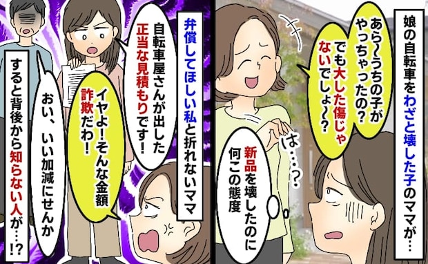 よその子が娘の新品自転車をわざと破壊「弁償して」「そんな金額、イヤよ！」え？知らない人が来て一言